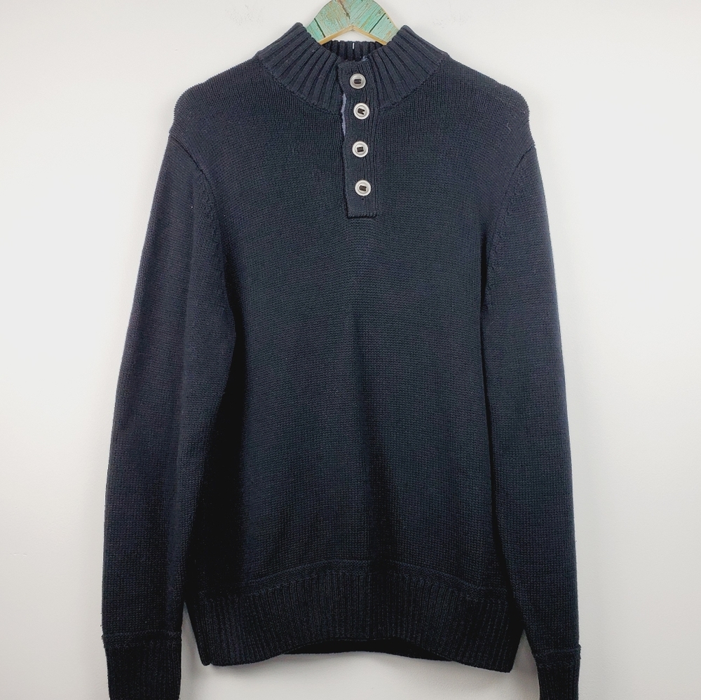 Redmond Black Big Button Sweater Mock Neck Sz Lg
